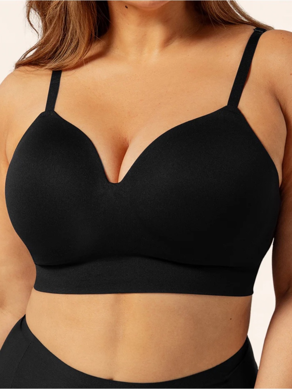 Truekind Supportive Comfort Wireless Shaping Bra Black Plus Size 4XL